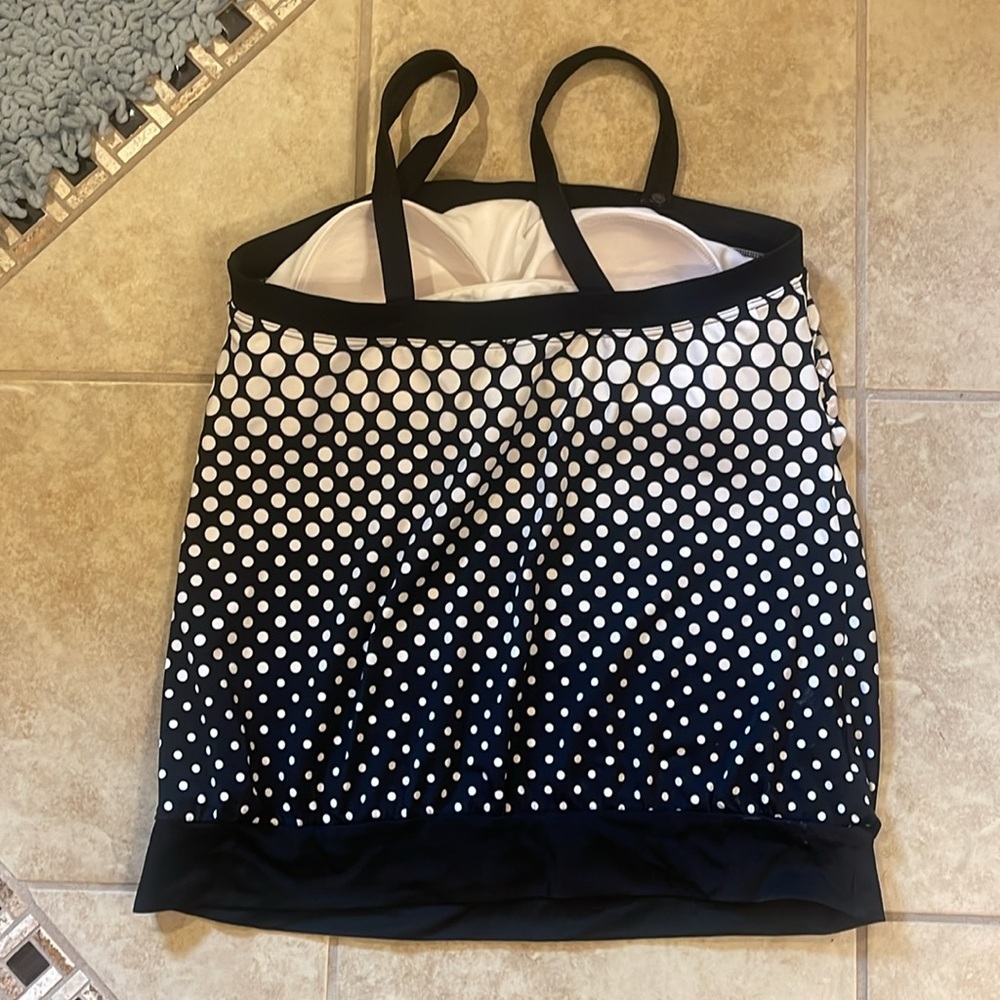 Black and White Polka Dot Tankini Set Maxine of Hollywood Plus Size - Picture 3 of 15
